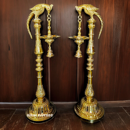 Shop Solid Brass Parrot Hanging diya Lamp - 32 inches Nikuressence