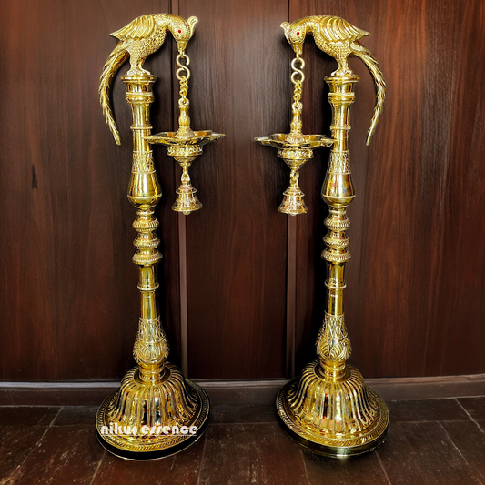 Shop Solid Brass Parrot Hanging diya Lamp - 32 inches Nikuressence