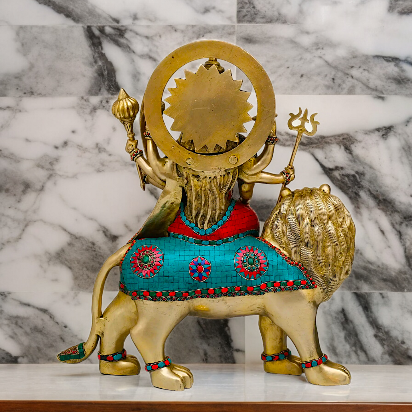 Buy Brass Sherawali Durga Devi Maa Statue with stone work - 56 cm Nikuressence