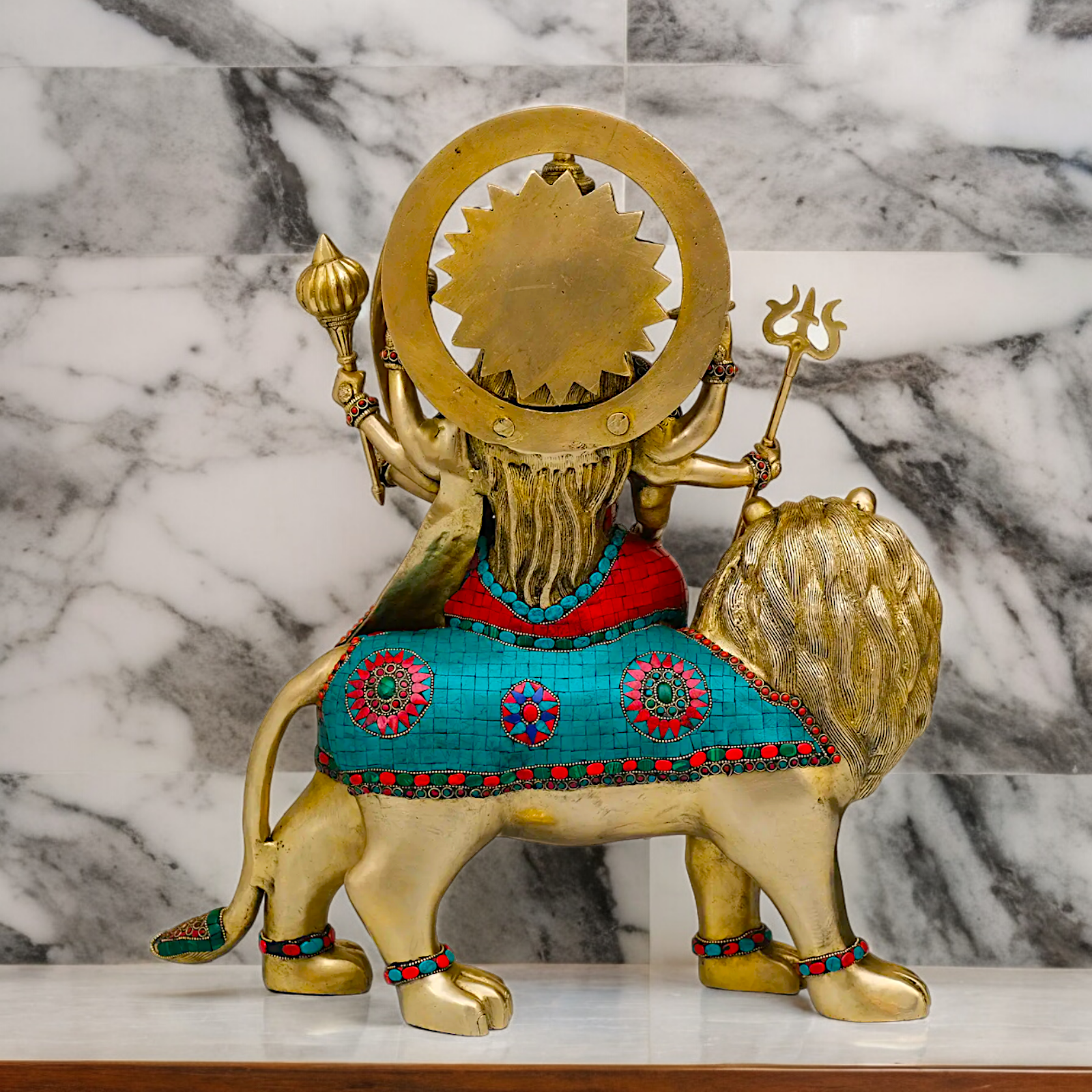 Buy Brass Sherawali Durga Devi Maa Statue with stone work - 56 cm Nikuressence