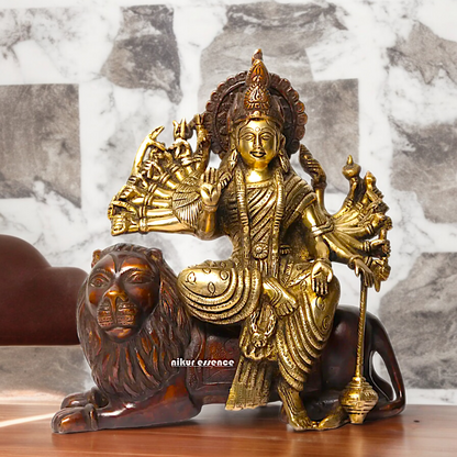 Online Brass Durga Maa Devi Sitting on Lion- 29 cm Nikuressence