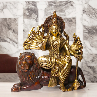 Online Brass Durga Maa Devi Sitting on Lion- 29 cm Nikuressence
