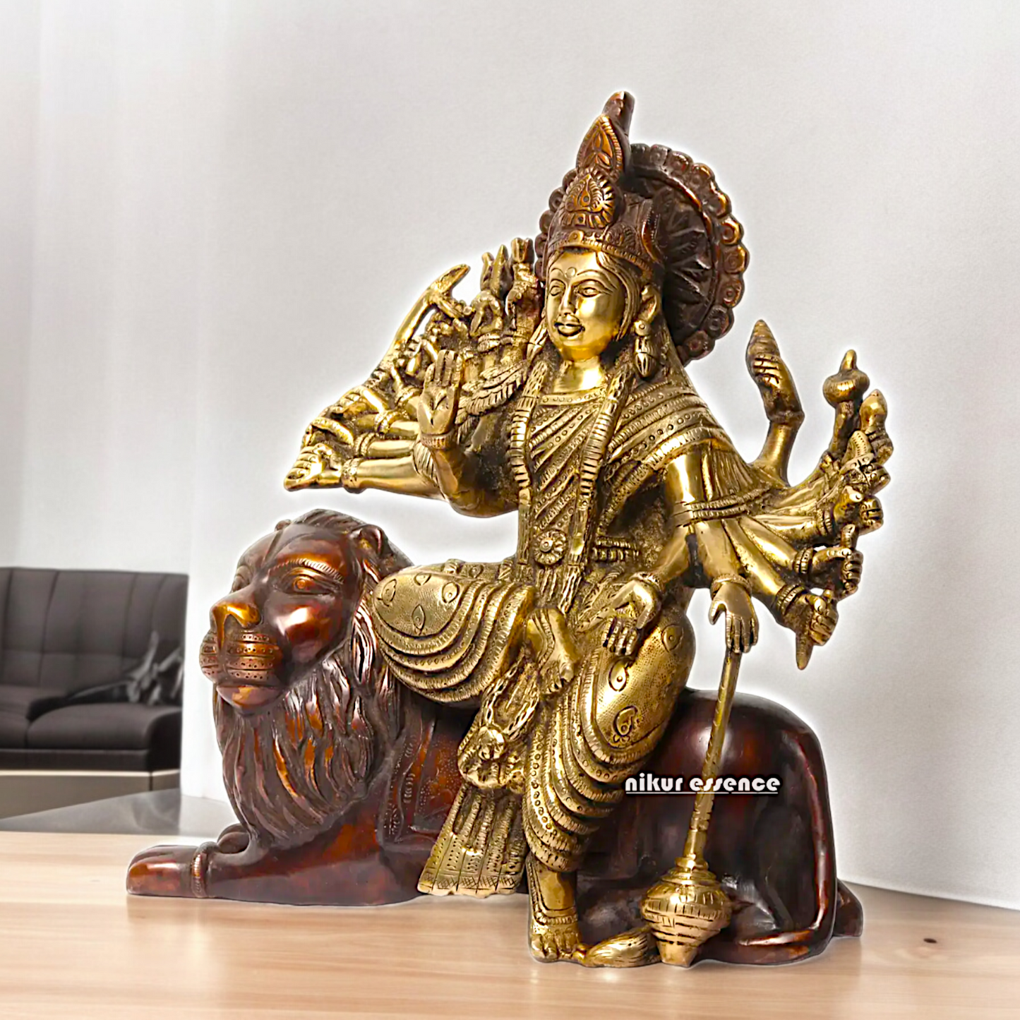 Online Brass Durga Maa Devi Sitting on Lion- 29 cm Nikuressence