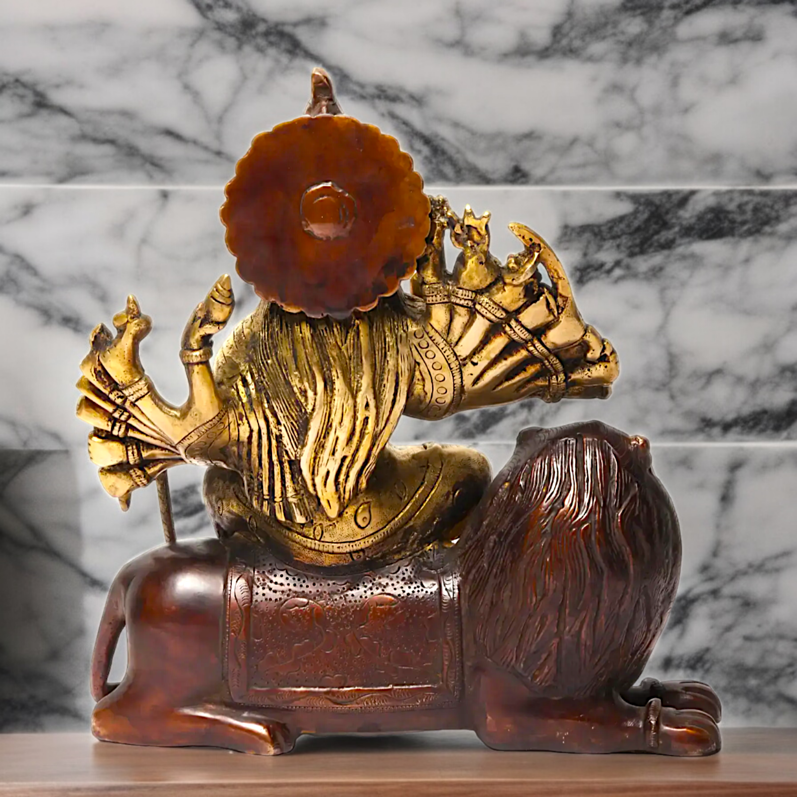 Online Brass Durga Maa Devi Sitting on Lion- 29 cm Nikuressence