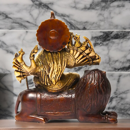 Online Brass Durga Maa Devi Sitting on Lion- 29 cm Nikuressence