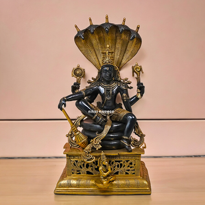 Online Brass Vishnu Sitting on Sheshnag Statue - 28 inches Nikuressence