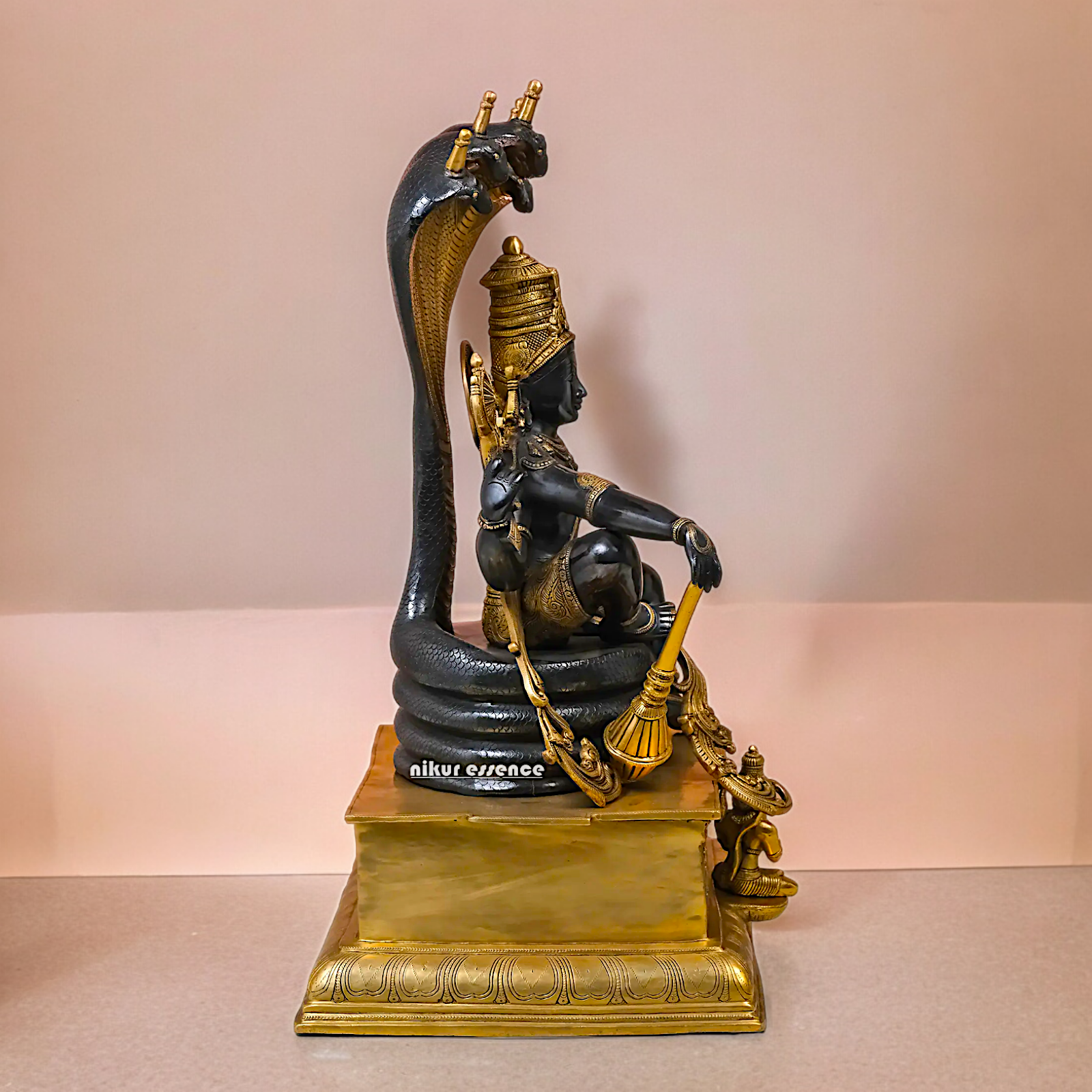 Online Brass Vishnu Sitting on Sheshnag Statue - 28 inches Nikuressence