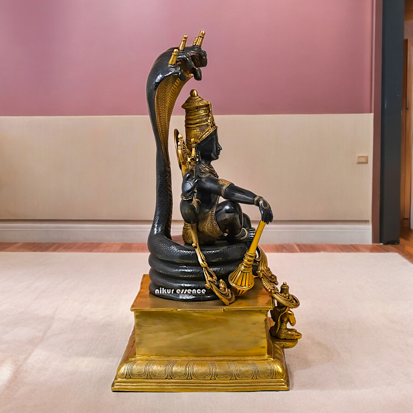 Online Brass Vishnu Sitting on Sheshnag Statue - 28 inches Nikuressence