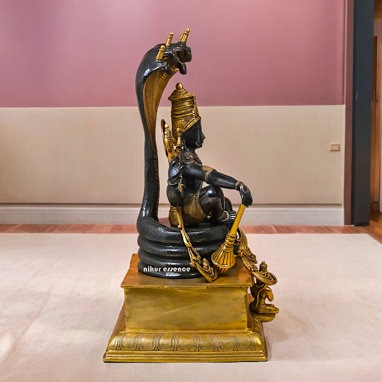 Online Brass Vishnu Sitting on Sheshnag Statue - 28 inches Nikuressence