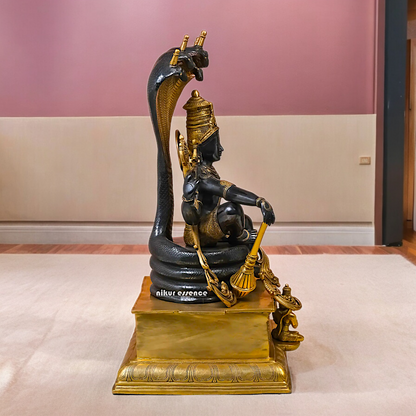 Online Brass Vishnu Sitting on Sheshnag Statue - 28 inches Nikuressence