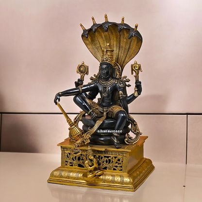Online Brass Vishnu Sitting on Sheshnag Statue - 28 inches Nikuressence