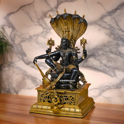 Online Brass Vishnu Sitting on Sheshnag Statue - 28 inches Nikuressence