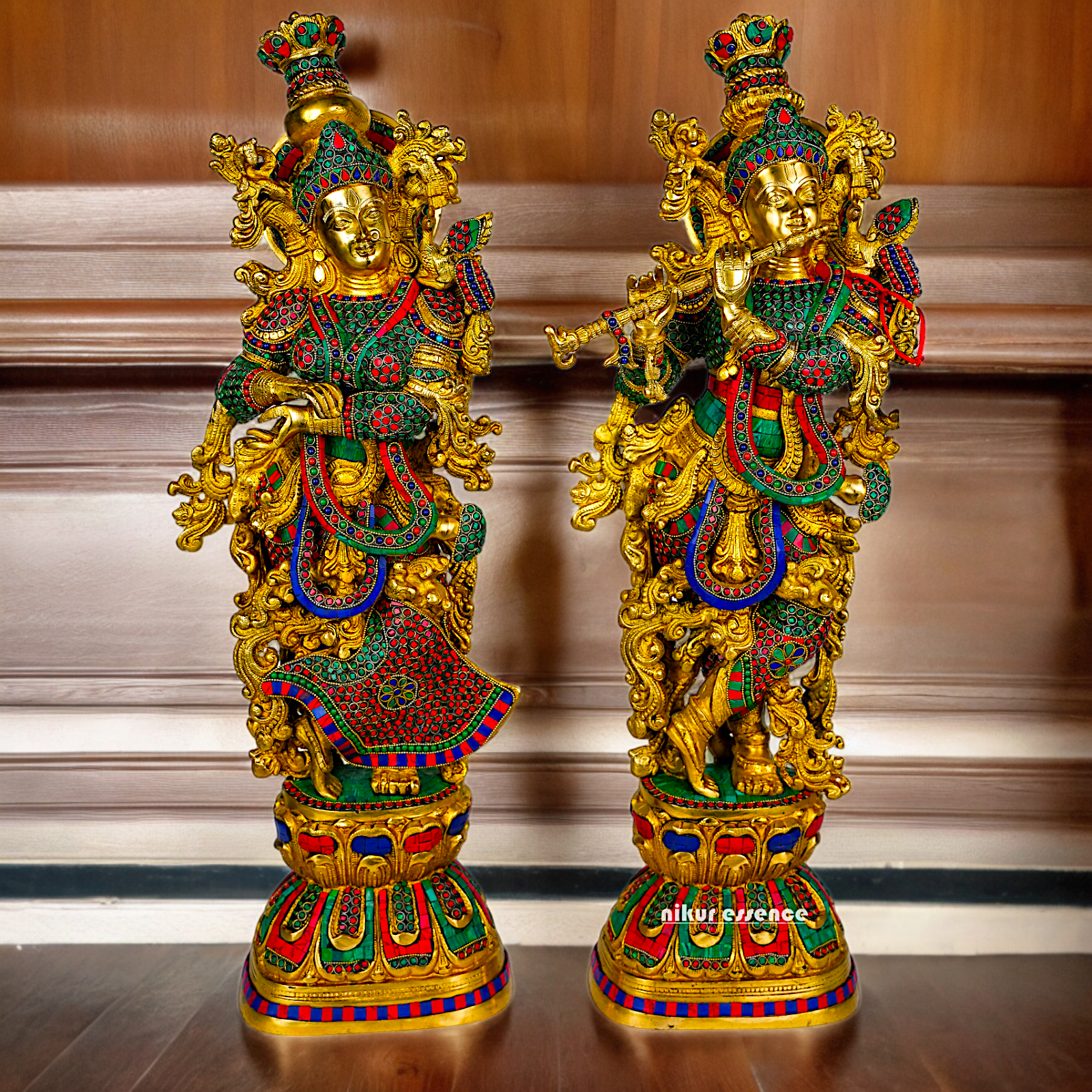 Shop Brass Radha Krishna Standing with Playing Flute Idol - 30 inches Nikuressence