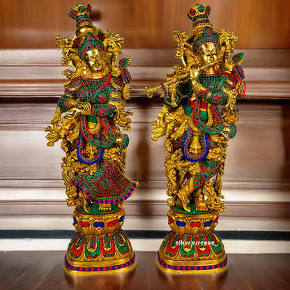 Shop Brass Radha Krishna Standing with Playing Flute Idol - 30 inches Nikuressence