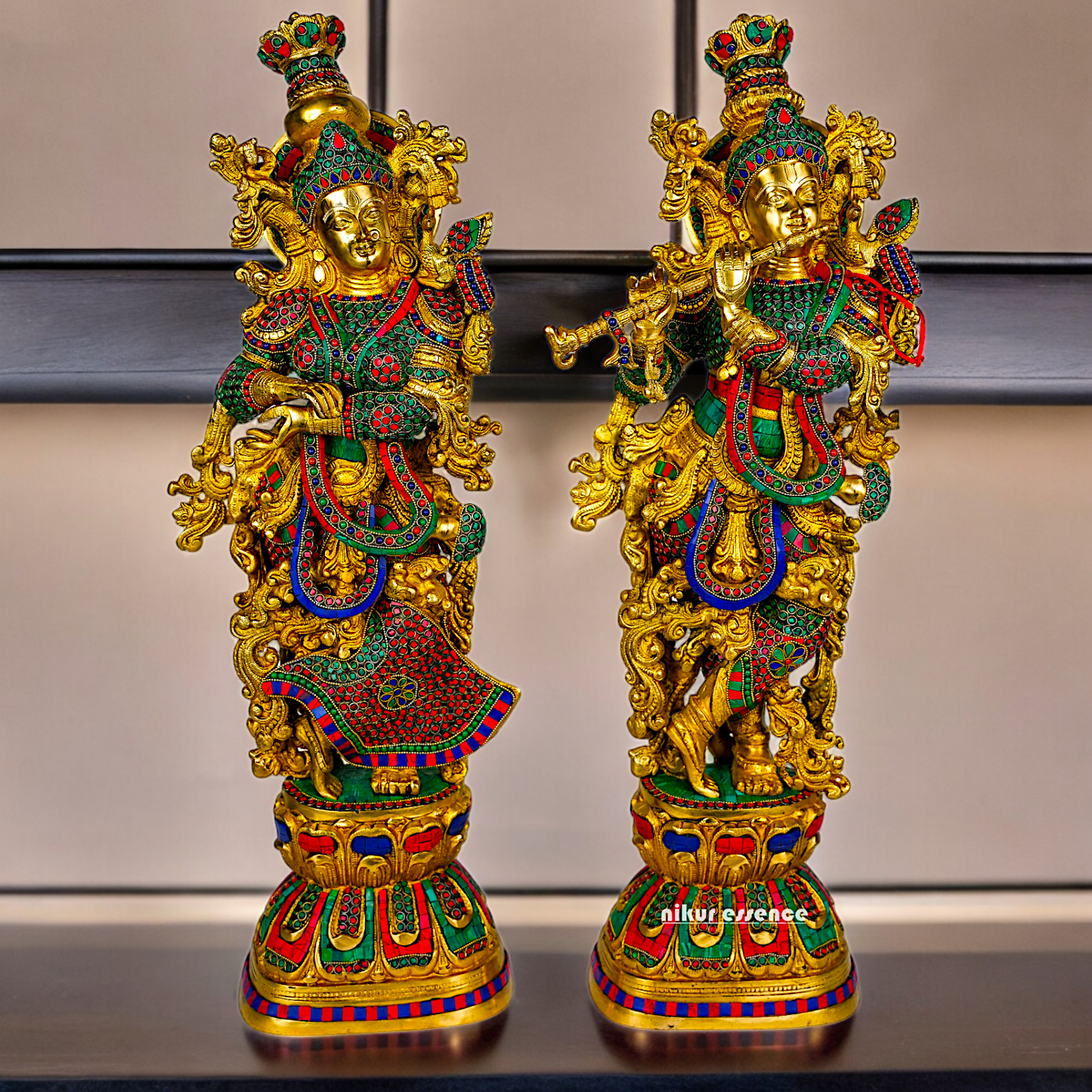 Shop Brass Radha Krishna Standing with Playing Flute Idol - 30 inches Nikuressence