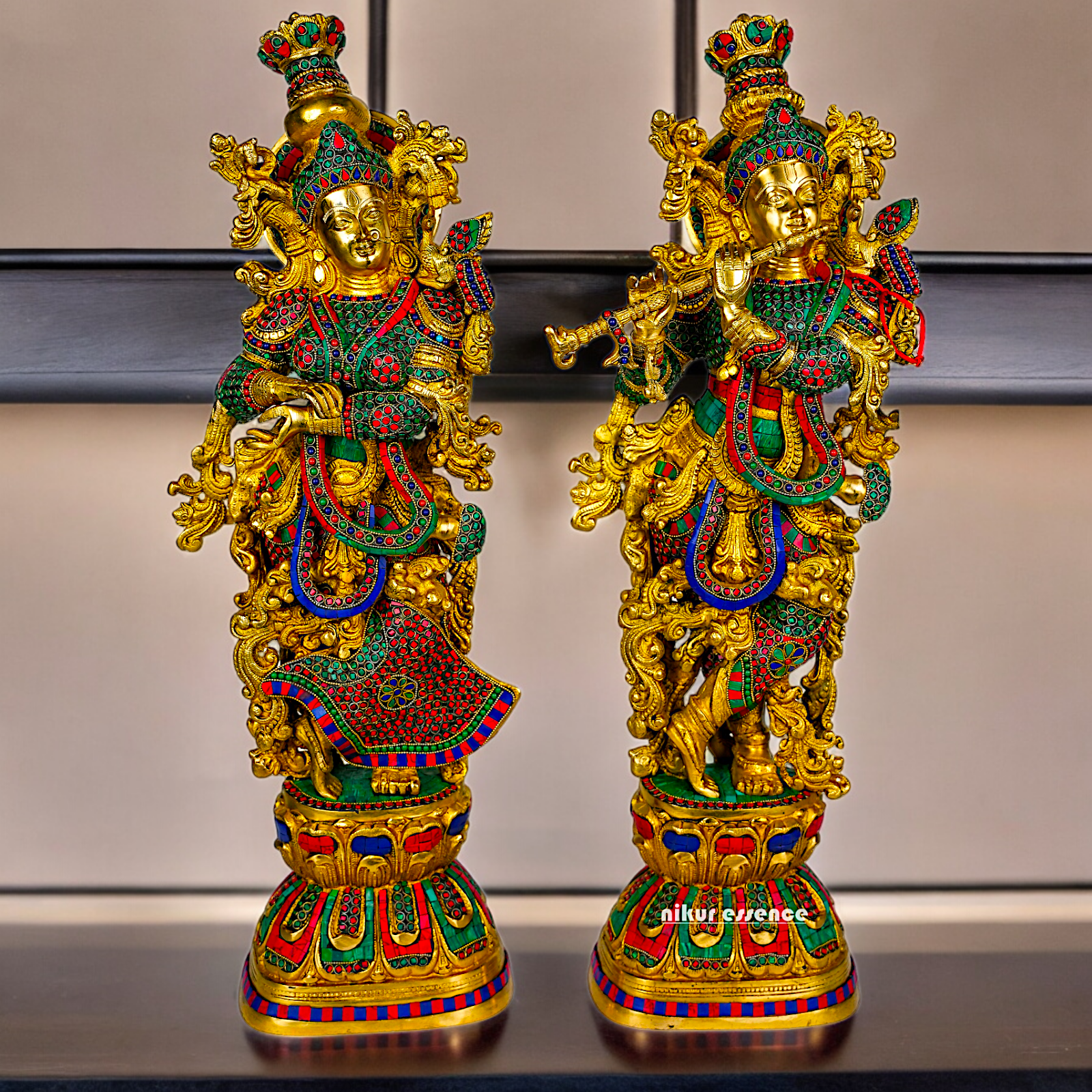 Shop Brass Radha Krishna Standing with Playing Flute Idol - 30 inches Nikuressence