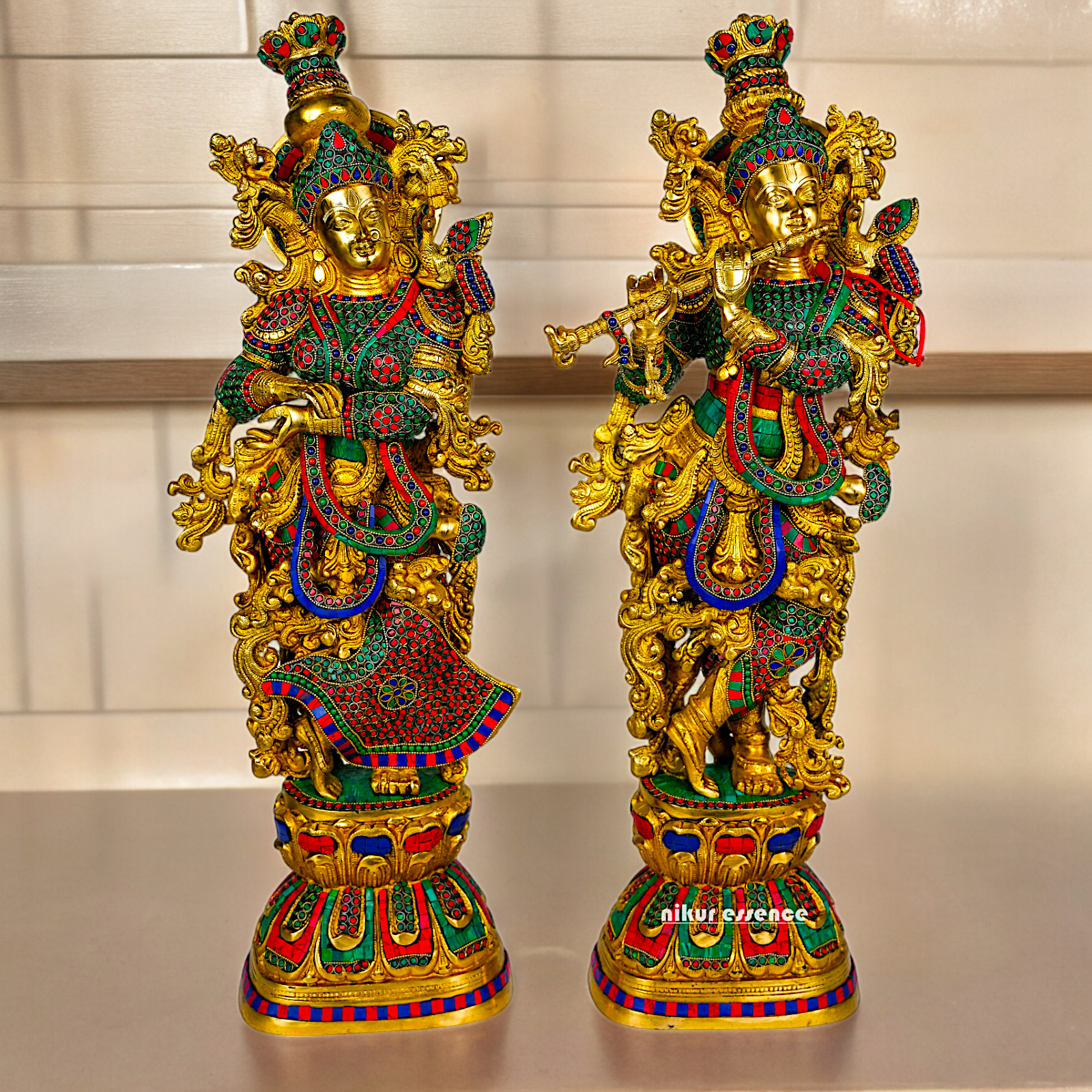 Shop Brass Radha Krishna Standing with Playing Flute Idol - 30 inches Nikuressence