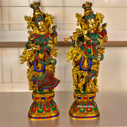 Shop Brass Radha Krishna Standing with Playing Flute Idol - 30 inches Nikuressence