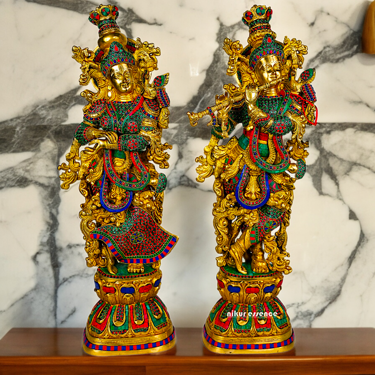 Shop Brass Radha Krishna Standing with Playing Flute Idol - 30 inches Nikuressence