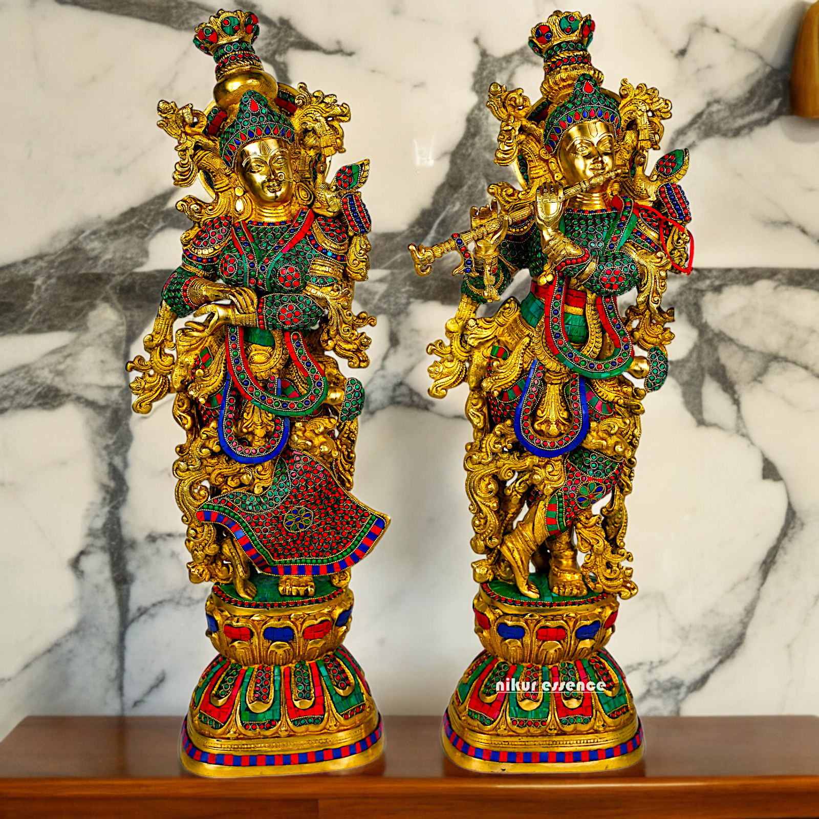 Shop Brass Radha Krishna Standing with Playing Flute Idol - 30 inches Nikuressence