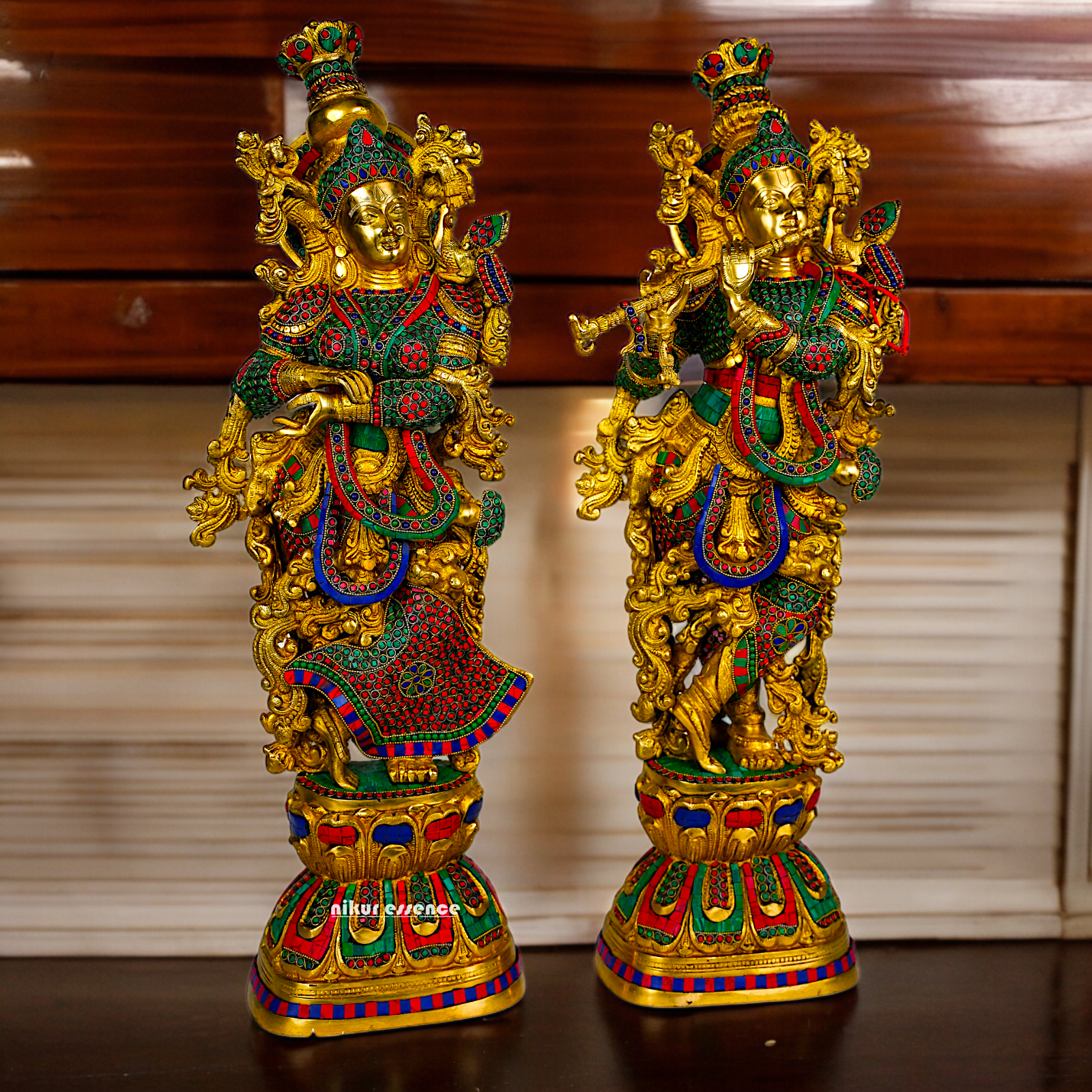 Shop Brass Radha Krishna Standing with Playing Flute Idol - 30 inches Nikuressence
