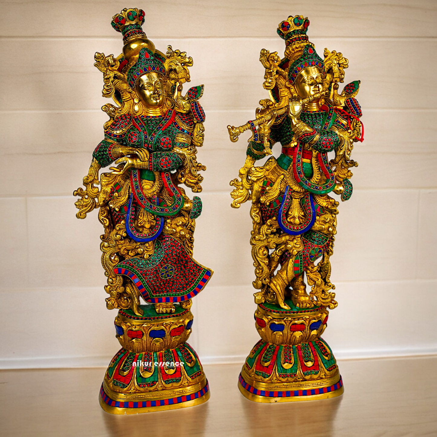 Shop Brass Radha Krishna Standing with Playing Flute Idol - 30 inches Nikuressence