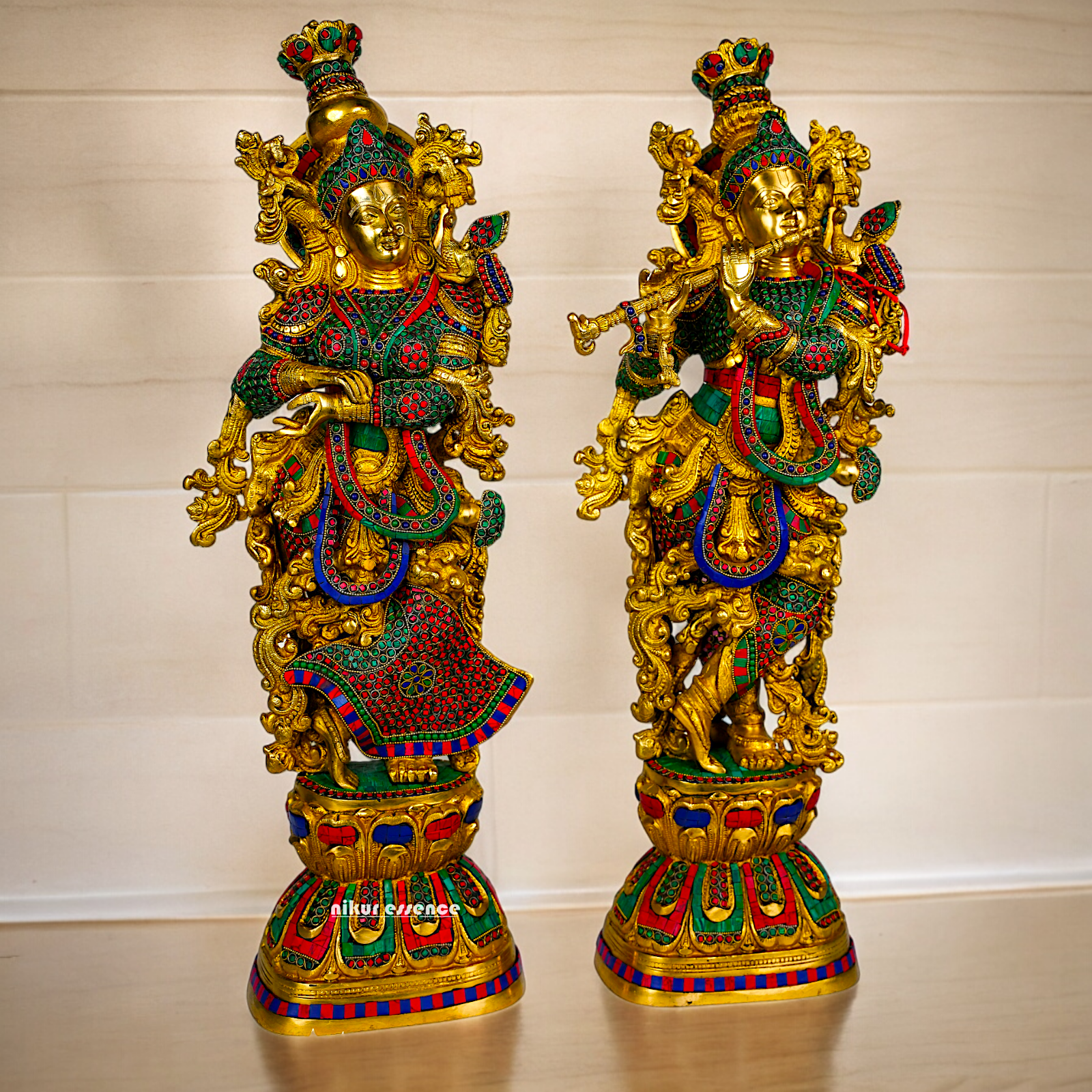 Shop Brass Radha Krishna Standing with Playing Flute Idol - 30 inches Nikuressence
