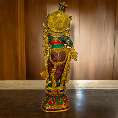 Shop Brass Radha Krishna Standing with Playing Flute Idol - 30 inches Nikuressence