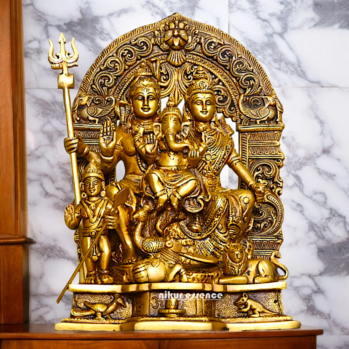 Buy Pure Brass Shiva Parivar Idol - 11 inches Nikuressence