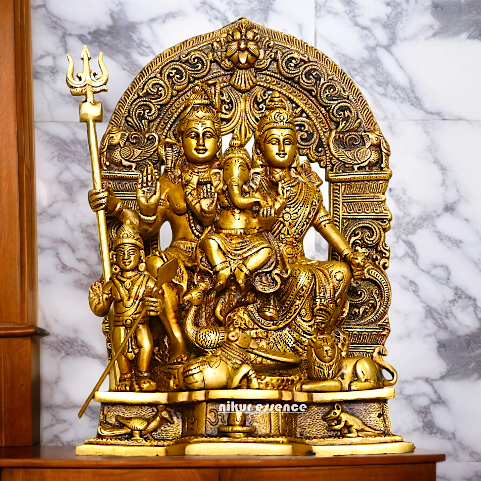 Buy Pure Brass Shiva Parivar Idol - 11 inches Nikuressence