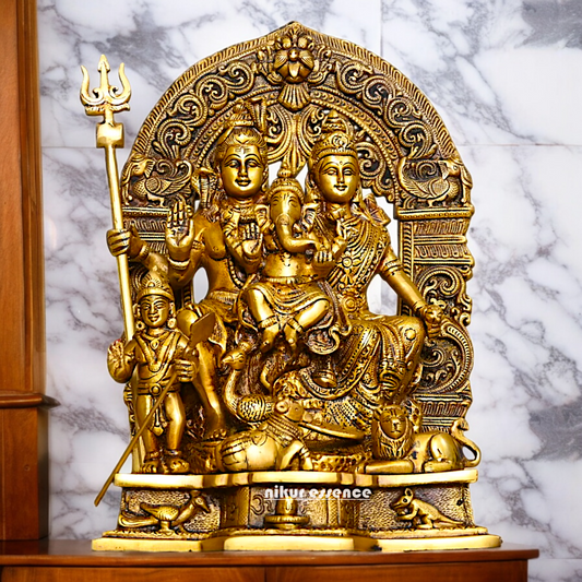 Buy Pure Brass Shiva Parivar Idol - 11 inches Nikuressence