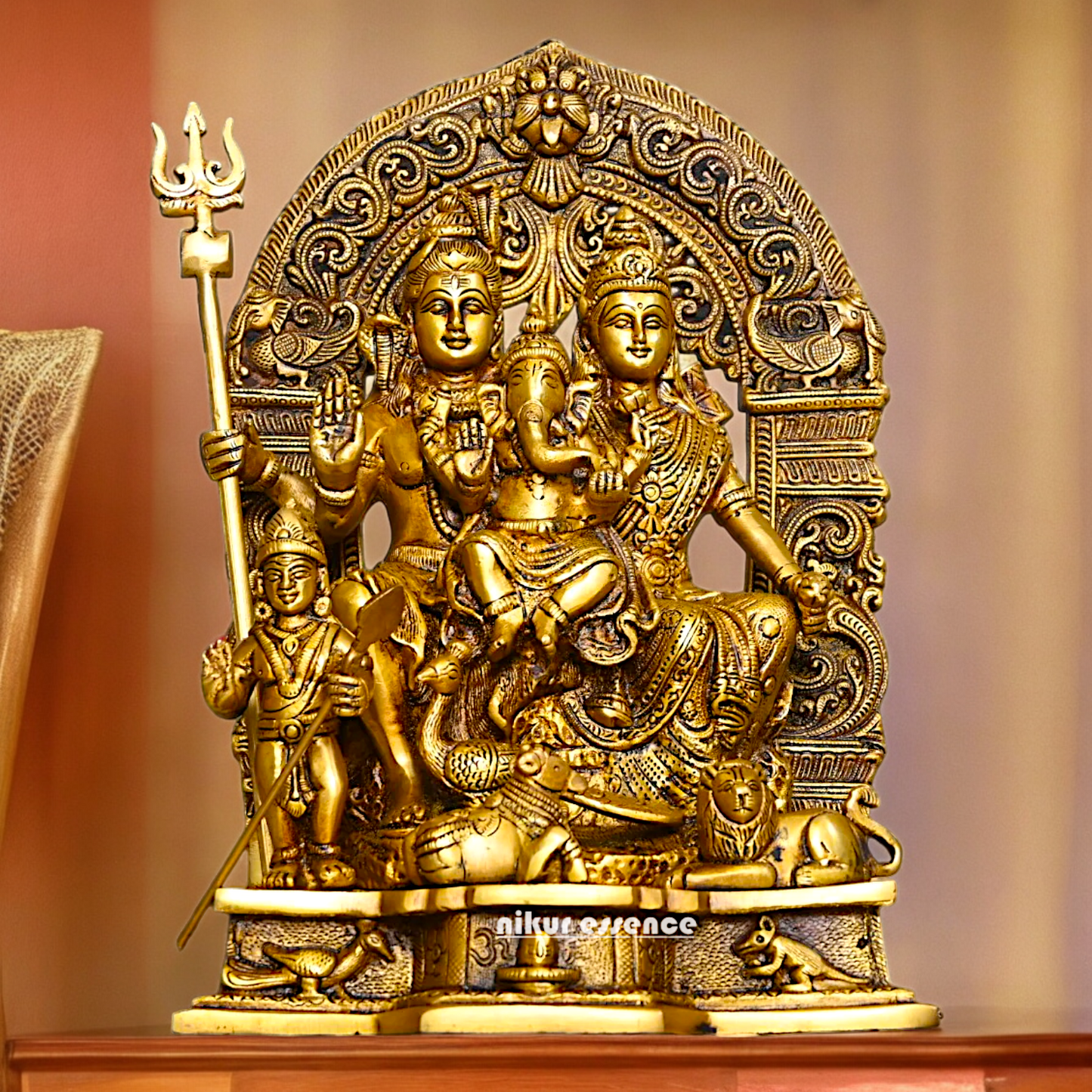 Buy Pure Brass Shiva Parivar Idol - 11 inches Nikuressence