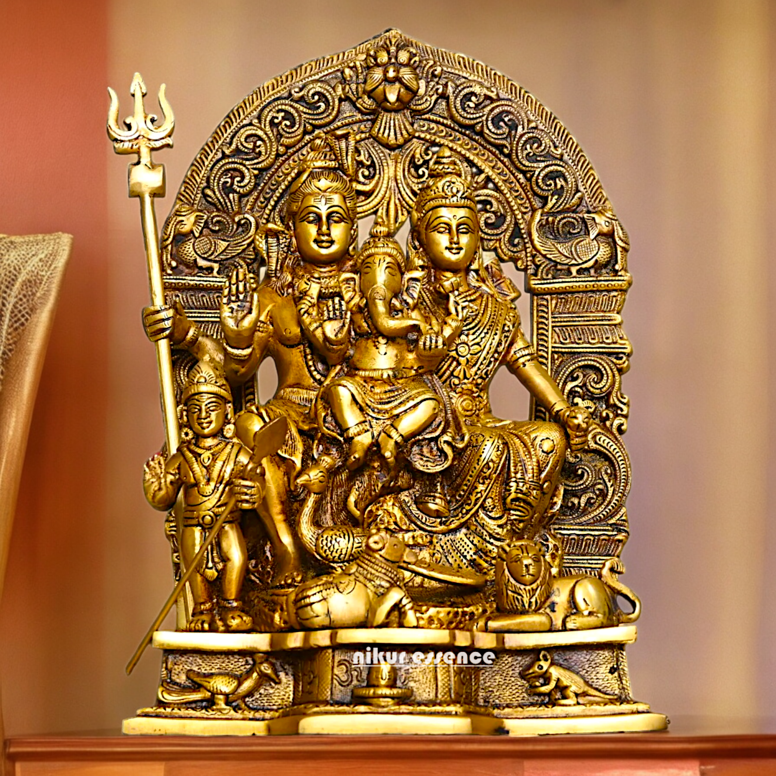 Buy Pure Brass Shiva Parivar Idol - 11 inches Nikuressence