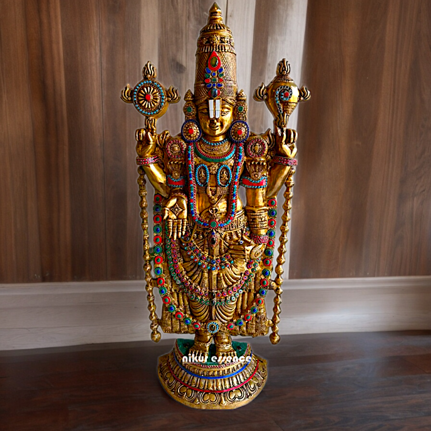 Large Tirupati Balaji Brass with Stone Work Idol - 46 inches Nikuressence