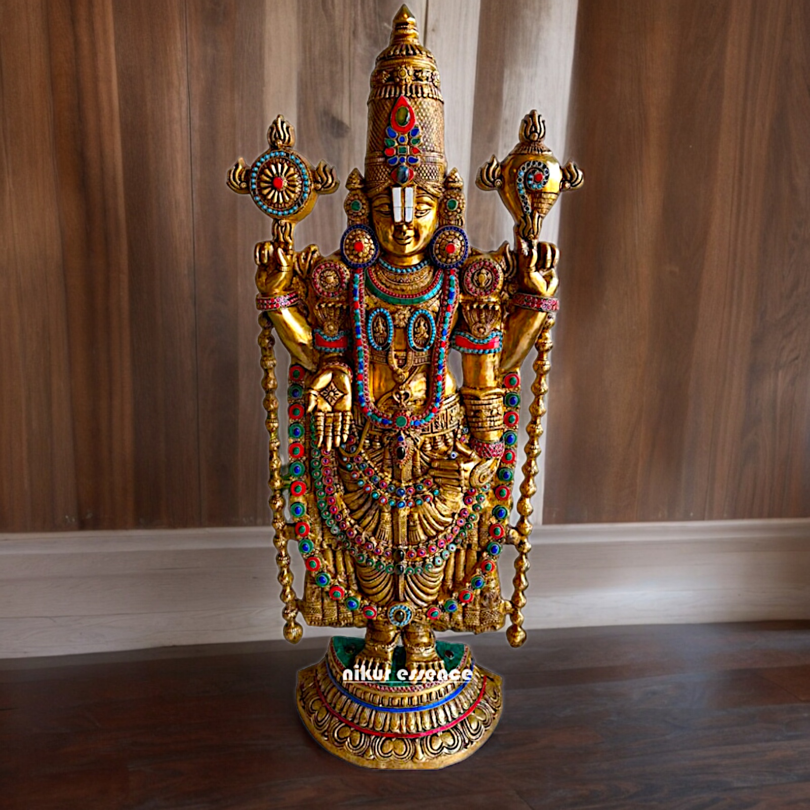 Large Tirupati Balaji Brass with Stone Work Idol - 46 inches Nikuressence