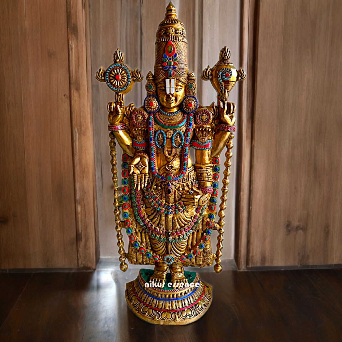 Large Tirupati Balaji Brass with Stone Work Idol - 46 inches Nikuressence