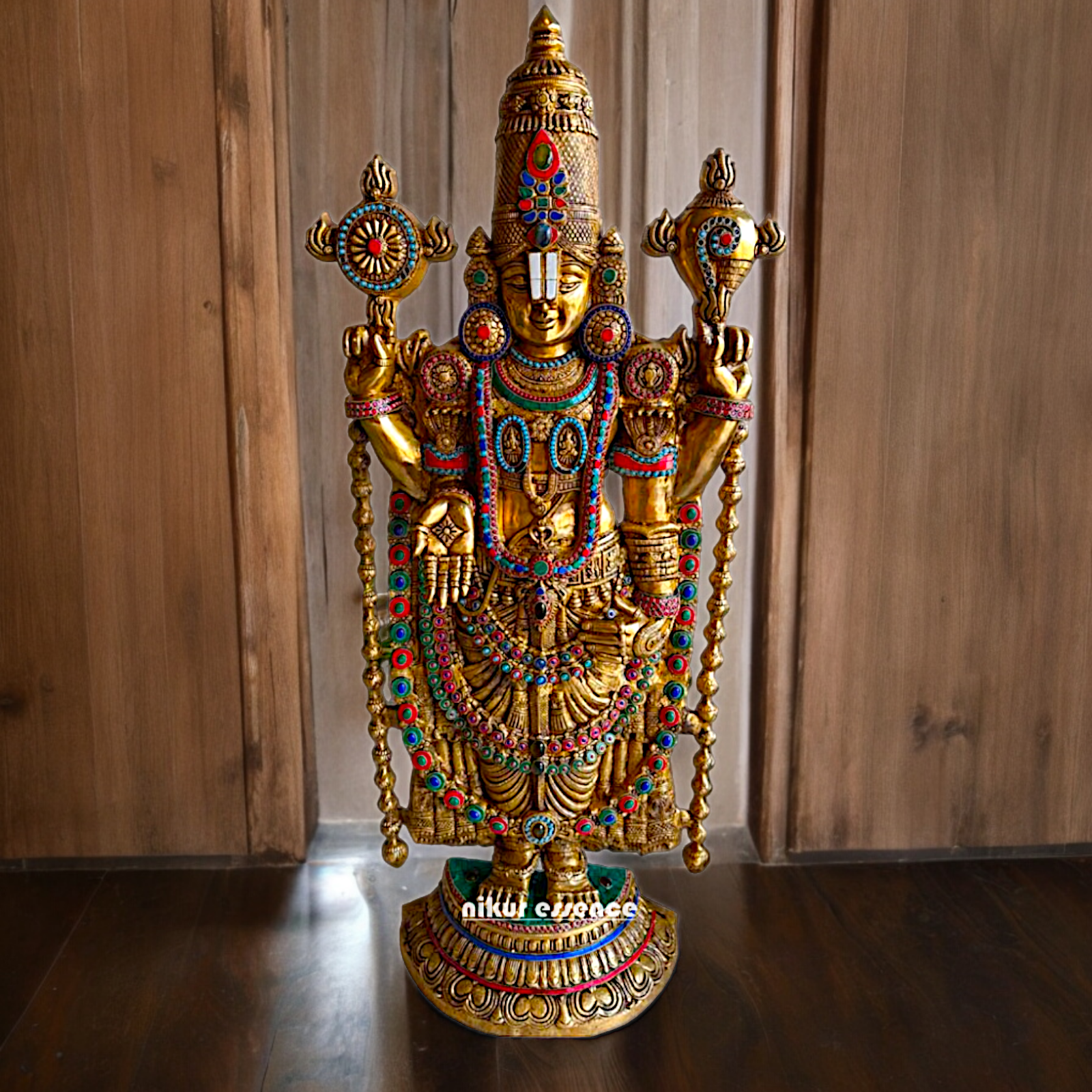 Large Tirupati Balaji Brass with Stone Work Idol - 46 inches Nikuressence