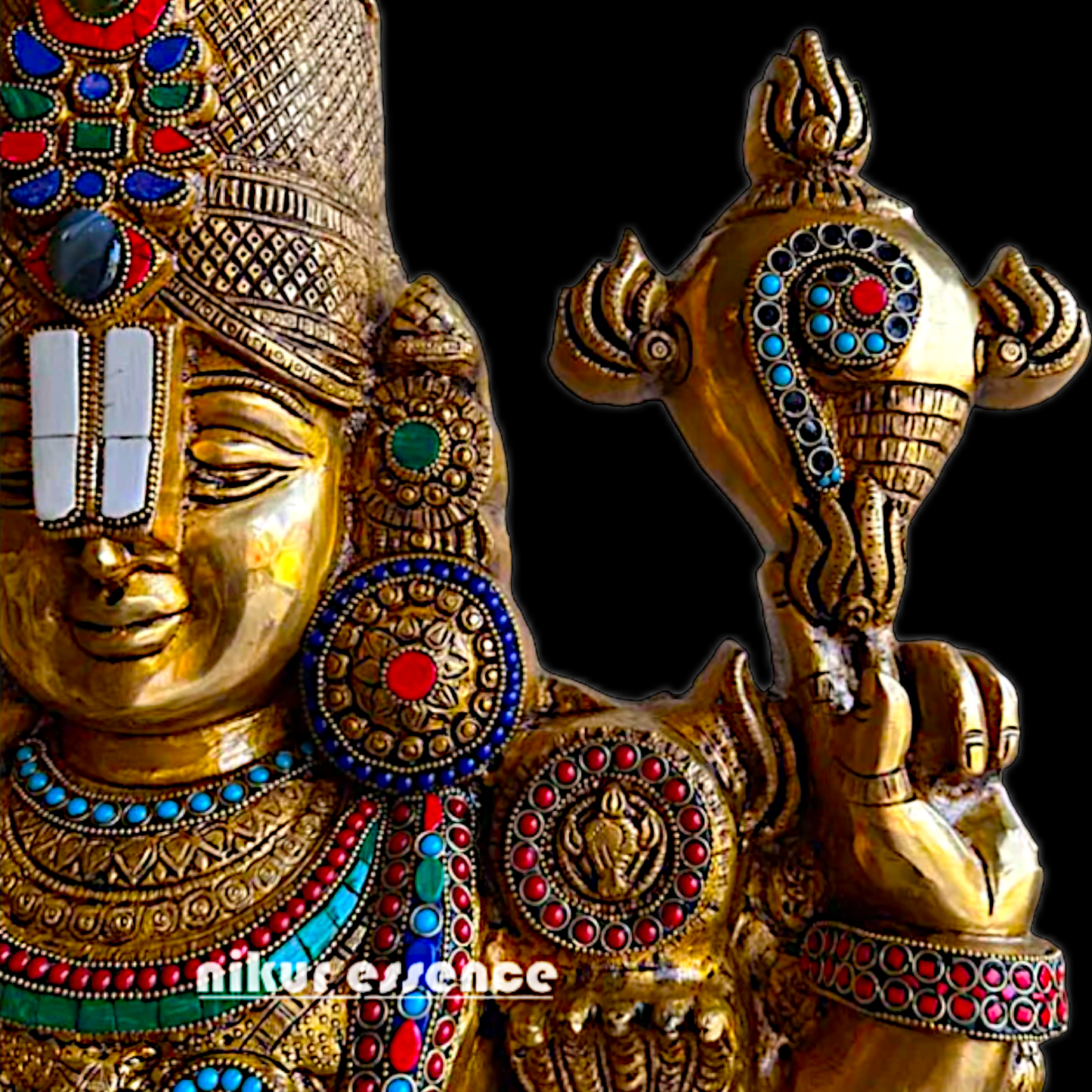 Large Tirupati Balaji Brass with Stone Work Idol - 46 inches Nikuressence