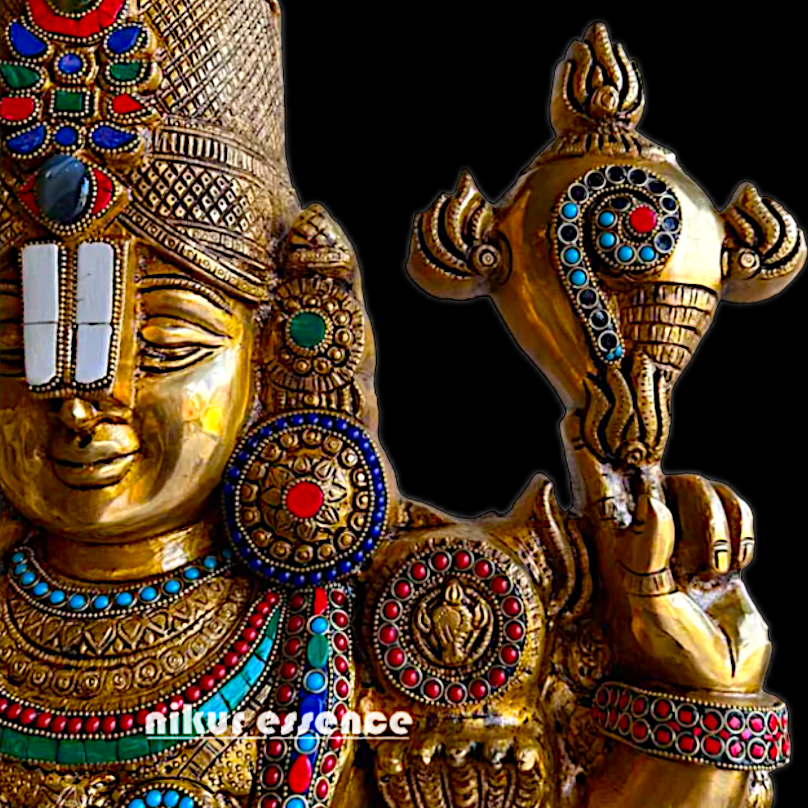 Large Tirupati Balaji Brass with Stone Work Idol - 46 inches Nikuressence