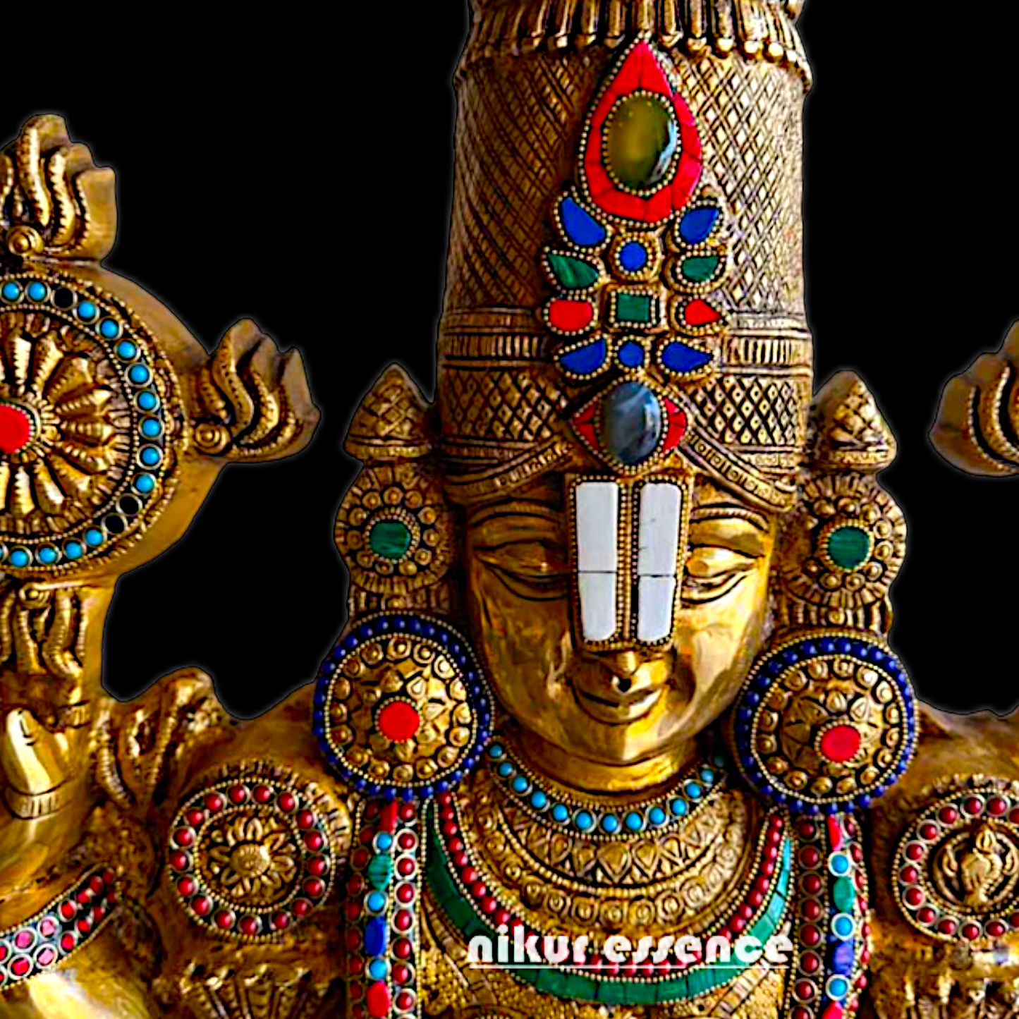 Large Tirupati Balaji Brass with Stone Work Idol - 46 inches Nikuressence