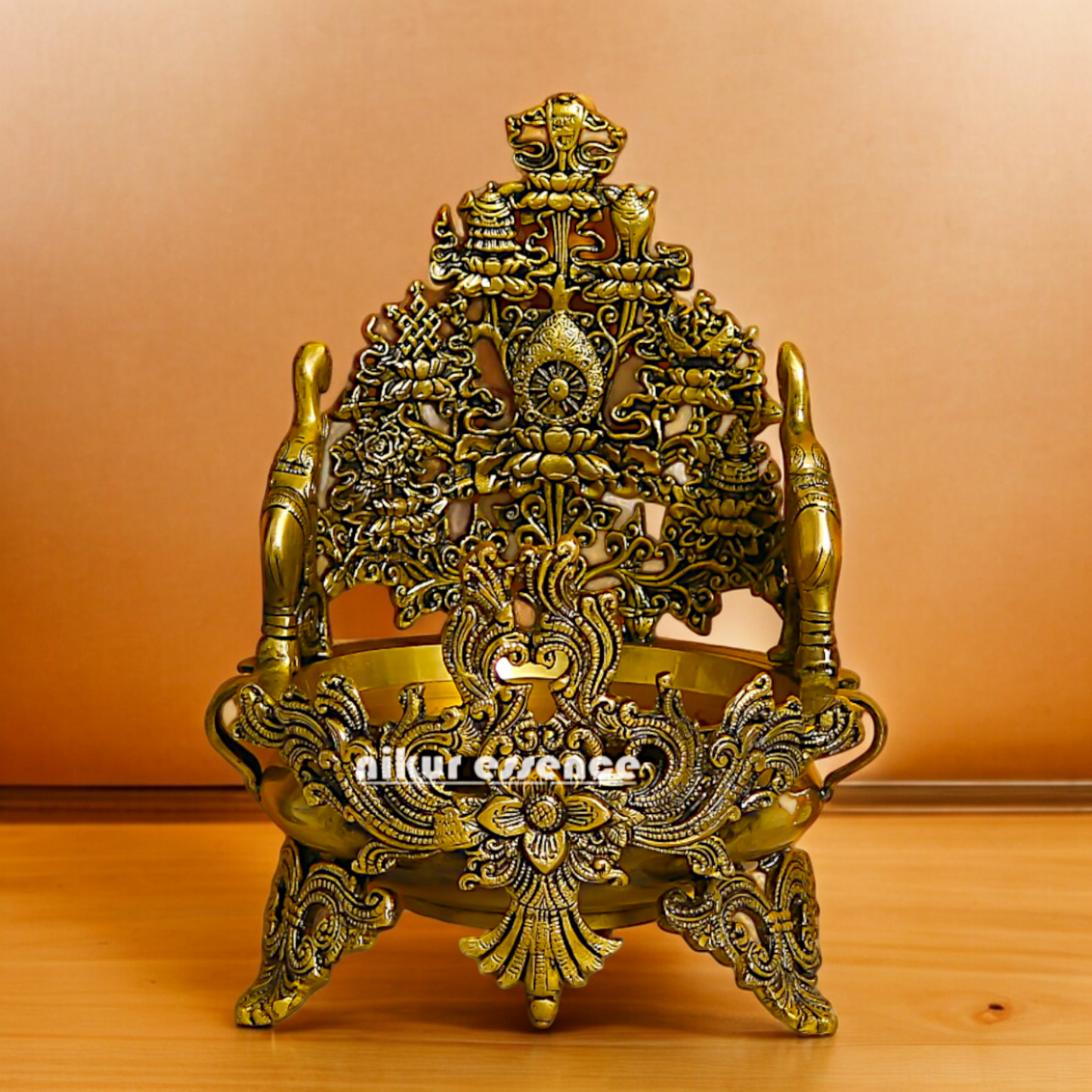 Shop Superfine Brass Urli Bowl 2 Elephants - 11.81 inches Nikuressence