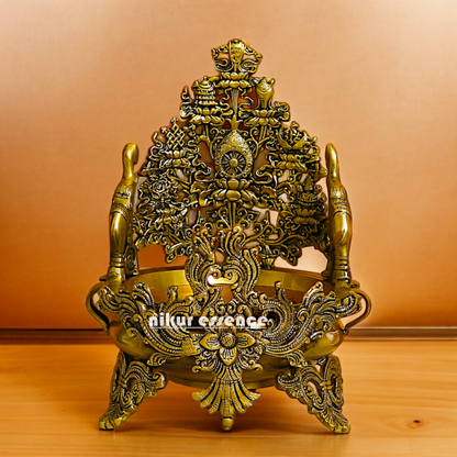 Shop Superfine Brass Urli Bowl 2 Elephants - 11.81 inches Nikuressence