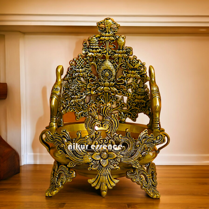 Shop Superfine Brass Urli Bowl 2 Elephants - 11.81 inches Nikuressence