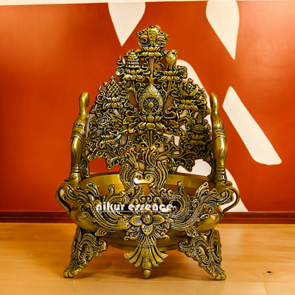 Shop Superfine Brass Urli Bowl 2 Elephants - 11.81 inches Nikuressence