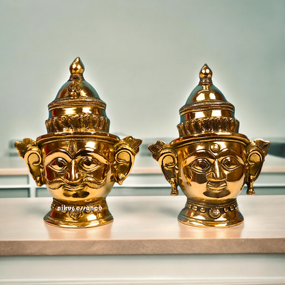 Shop Pure Brass Shiva and Gauri Parvati face idol - 9 inches Nikuressence