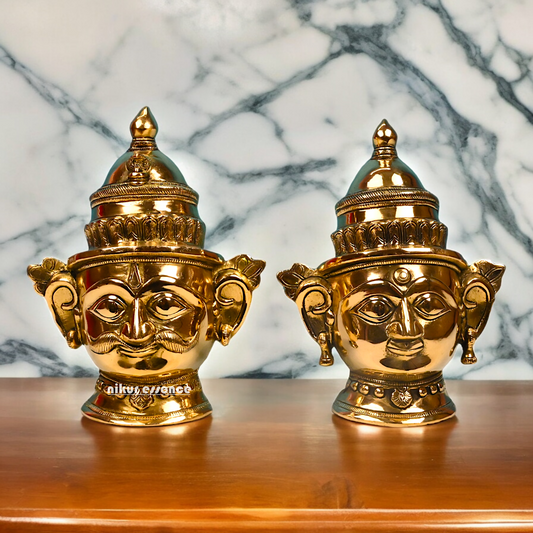 Shop Pure Brass Shiva and Gauri Parvati face idol - 9 inches Nikuressence