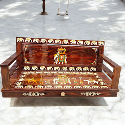 Nikur Essence Handcrafted Rosewood Swing | 5ft Oonjal with Brass Chains for Balcony & Indoor Spaces Nikuressence
