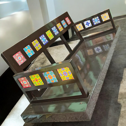 Nikur Essence Handcrafted Rosewood Swing (Oonjal/Jhula) – 5ft x 2ft with Ornate Brass Chains & Ceramic Tile Inlay Nikuressence