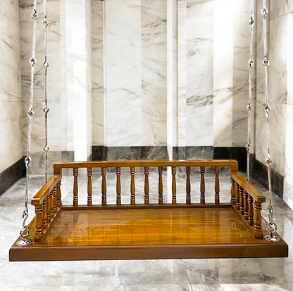 Handcrafted 5ft Rosewood Oonjal Swing with 7ft Brass Chains – Perfect for Balcony & Indoor Use Nikuressence