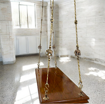 Handcrafted 5ft Rosewood Oonjal Swing with 7ft Brass Chains & 4 Elephant Carvings – Perfect for Balcony & Indoor Use Nikuressence